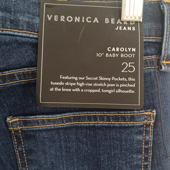 Veronica Beard Carolyn 10" Baby Boot Size 25 Dark Sea Fray Crop Blue Jeans NEW - Picture 4 of 11